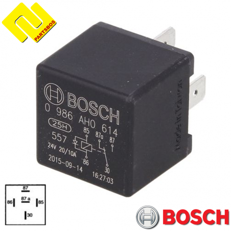 BOSCH 0986AH0614 Relay 24v ,Current Strength 20A ,With suppression diode ,PARTSBOS