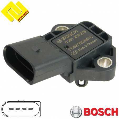 BOSCH 0261230278 BOSCH - Sensor, boost pressure ,PARTSBOS