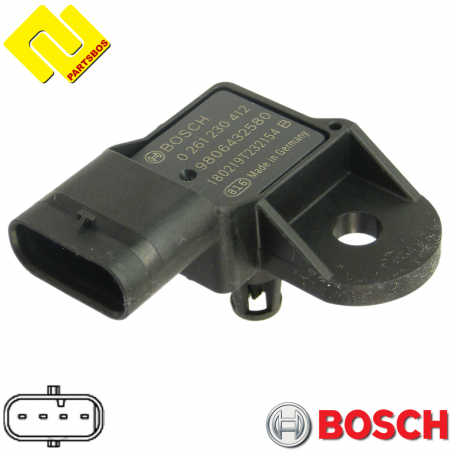 BOSCH 0261230412 Intake Manifold Pressure Sensor MAP ,
-PARTSBOS-