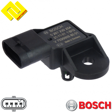 BOSCH 0261230254 Intake Manifold Pressure Sensor MAP for BMW ,CITROËN ,MINI ,PEUGEOT ,-partsbos.shop-