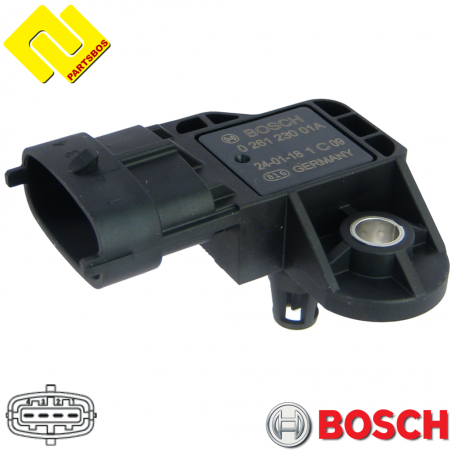 BOSCH 026123001A ,0281006049 ,Intake Manifold Pressure Sensor MAP for ALFA ROMEO ,CASE IH ,FIAT ,IVECO ,LANCIA ,MAN ,-PARTSBOS-