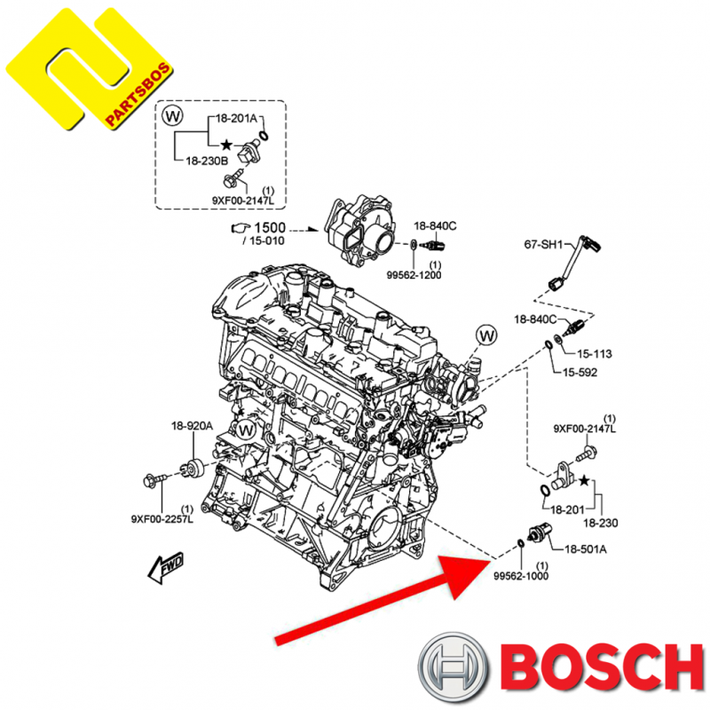Fuel Pressure Sensor BOSCH 026154401F replaces 0261544015 ,0261230482