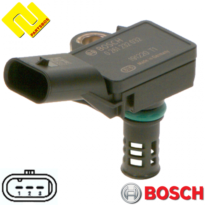 BOSCH 0261232032 Intake Manifold Pressure Sensor 0261232033 MAP for AUDI ,BENTLEY ,PORSCHE ,VW ,
-PARTSBOS- BOSCH 0261232032 Intake Manifold Pressure Sensor 0261232033 MAP for AUDI ,BENTLEY ,PORSCHE ,VW ,
-PARTSBOS-