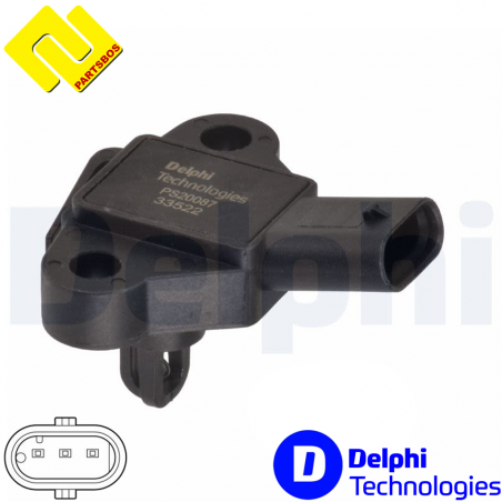DELPHI PS20087 Intake Manifold Pressure Sensor MAP 
for AUDI ,CUPRA ,FORD ,SEAT ,SKODA ,VW ,
-PARTSBOS-