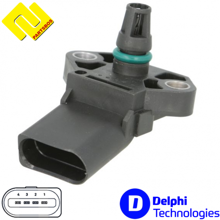 DELPHI PS10117 Intake Manifold Pressure Sensor MAP
for AUDI ,FORD ,SEAT ,SKODA ,VOLKSWAGEN ,
-PARTSBOS-