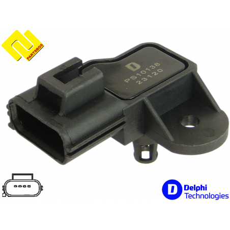 DELPHI PS10138 Intake Manifold Pressure Sensor MAP for CITROËN ,FIAT ,FORD ,LANCIA ,PEUGEOT ,-PARTSBOS-