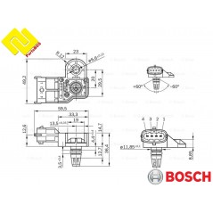 BOSCH 026123001U Intake manifold air pressure sensor (MAP) 0261230373 ,0281002456 ,0281002709 ,0281006171 ,
-PARTSBOS-