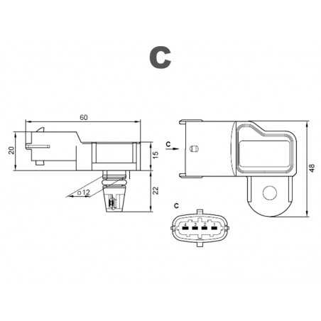 MAP Pressure Sensor BOSCH 0261230217 ,replaces 0261230099 ,0261230100