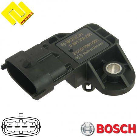 BOSCH 0261230280 Intake Manifold Pressure Sensor MAP 
-PARTSBOS